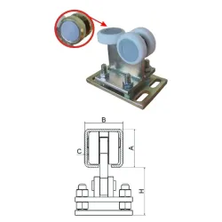 Vozík regulovateľný pre profil 80x80x5mm, polyamidové kolieska Vozík regulovateľný pre profil 80x80x5mm, polyamidové kolieska
